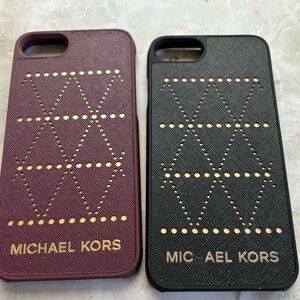 2 Michael Kors MK phone cases, black and burgundy for iPhone 6 and 6s